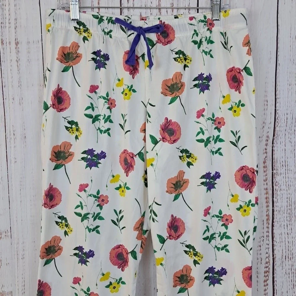 Old Navy M High Waisted Floral Poplin Pajama Pants Loungewear Drawstring Waist